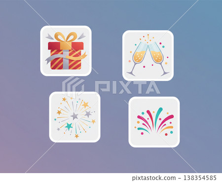Gift and Celebration Icon Set Colorful Flat Design Gift and Celebration Icon Set Colorful Flat Design 138354585