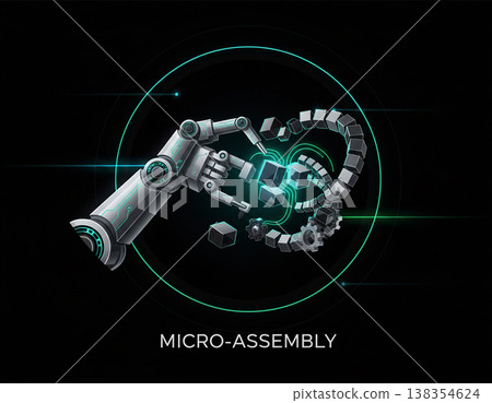 Micro Assembly Robotic Hand Futuristic Industry Concept 138354624