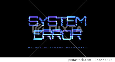 System Error Digital Noice Font Logo Alphabet Vector Glitch Letters Set Modern Typography, Creative Typographic Design for Play Button, Game UI Headline, Display Fonts. Vector Typeface System Error Digital Noice Font Logo Alphabet Vector Glitch Letters Set Modern Typography, Creative Typographic Design for Play Button, Game UI Headline, Display Fonts. Vector Typeface 138354842