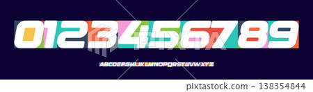 Bold Italic Color Numbers Letters Alphabet Font for Kid Birthday Years Logo, Corporate Anniversary Sign, Race Sport Team Jersey Numeric. Colorful Paper Typographic Design. Vector Illustration Bold Italic Color Numbers Letters Alphabet Font for Kid Birthday Years Logo, Corporate Anniversary Sign, Race Sport Team Jersey Numeric. Colorful Paper Typographic Design. Vector Illustration 138354844