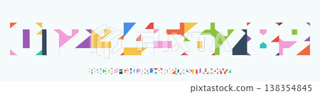 Color Numbers Letters Alphabet Font for Kid Birthday Years Logo, Corporate Anniversary Sign, Race Sport Team Jersey Numeric. Colorful Cutout Paper Typographic Design. Sports Num. Vector Illustration 138354845