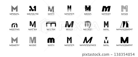 Modern Geometric Minimalist Abstract Creative Branding, Business Identity Design. Letters M Logo Concept Monogram Set for Startups, Businesses, Companies. Typographic Logos Collection. Vector symbols Modern Geometric Minimalist Abstract Creative Branding, Business Identity Design. Letters M Logo Concept Monogram Set for Startups, Businesses, Companies. Typographic Logos Collection. Vector symbols 138354854
