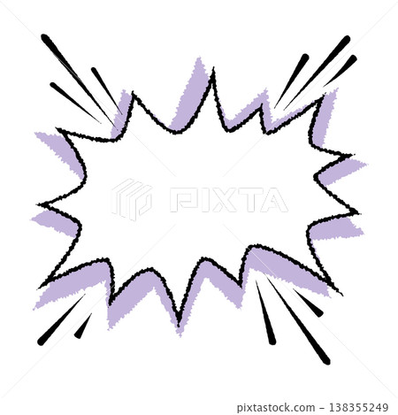 Comic frame speech bubble with starburst jagged shape and purple shadow accents. Outline speech bubble suited for stickers, posters or comic captions Comic frame speech bubble with starburst jagged shape and purple shadow accents. Outline speech bubble suited for stickers, posters or comic captions 138355249