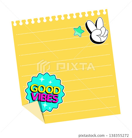 A colorful notepad and bright, fun stickers 138355272