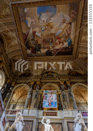 Interior of the Museum of Fine Arts, mixed art collection of sculptures, paintings and Habsburg art in Vienna, Austria 138355328