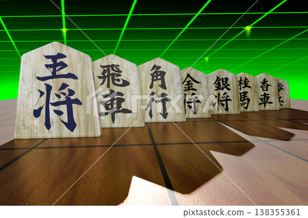 Shogi image (piece image/3DCG) black background Shogi image (piece image/3DCG) black background 138355361