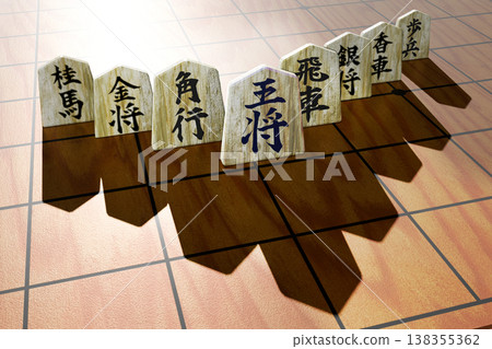 Shogi image (piece image/3DCG) black background Shogi image (piece image/3DCG) black background 138355362