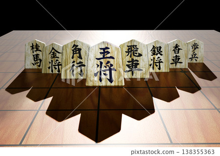 將棋圖(棋子圖/3DCG)黑色背景 將棋圖(棋子圖/3DCG)黑色背景 138355363