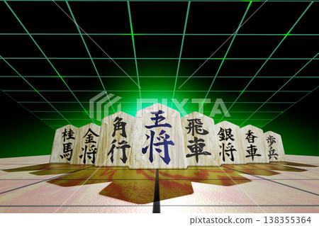 將棋圖(棋子圖/3DCG)黑色背景 將棋圖(棋子圖/3DCG)黑色背景 138355364