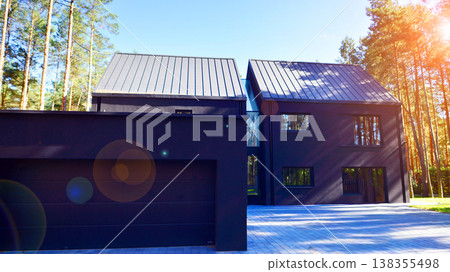 Luxury real estate single family house with modern facade. 138355498