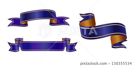 Set of blue and gold ribbon banners isolated on white background. Golden award ribbon banners for text. Blank Gold award Ribbon Collection Pack Template. Collection of Different Empty Gold Ribbon and Set of blue and gold ribbon banners isolated on white background. Golden award ribbon banners for text. Blank Gold award Ribbon Collection Pack Template. Collection of Different Empty Gold Ribbon and 138355534