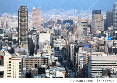 View of the area towards the Japan Mint from Umeda, Osaka. 138355602