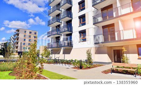 Apartments in residential complex. Housing structure at modern house. Architecture for property investment. and architecture details. Urban abstract - windows of apartment building. Apartments in residential complex. Housing structure at modern house. Architecture for property investment. and architecture details. Urban abstract - windows of apartment building. 138355960