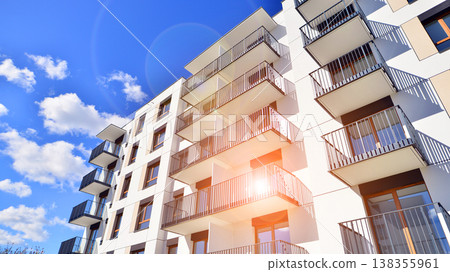 Apartments in residential complex. Housing structure at modern house. Architecture for property investment. and architecture details. Urban abstract - windows of apartment building. Apartments in residential complex. Housing structure at modern house. Architecture for property investment. and architecture details. Urban abstract - windows of apartment building. 138355961
