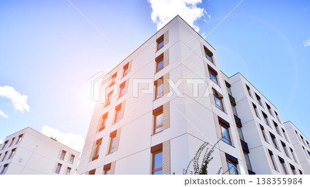 Apartments in residential complex. Housing structure at modern house.  Architecture for property investment. and architecture details. Urban abstract - windows of apartment building. 138355984