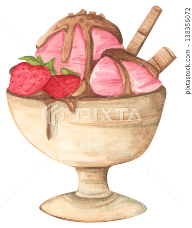 Strawberry Ice Cream Sundae in a Bowl 138356072