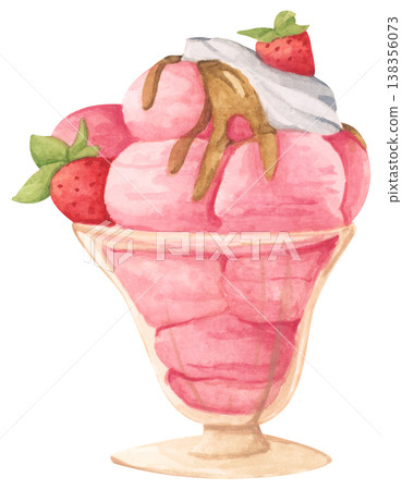Strawberry Ice Cream Sundae in a Bowl 138356073