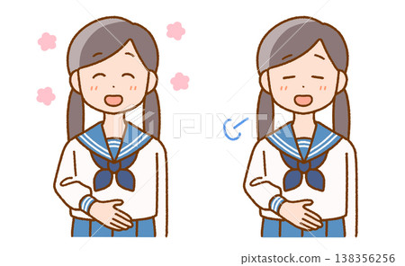 一名國中女生把手放在肚子上 | 月經、便秘、健康 138356256