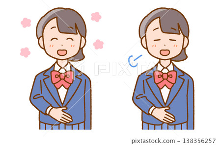 高中女生把手放在肚子上 | 月經、便秘、恢復 138356257