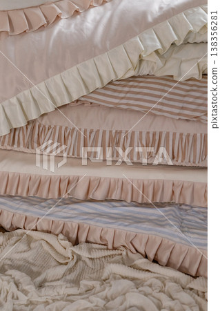 Gentle Fabric Layers. Vintage Style Fabric With Delicate Drapes And Artisan Details 138356281