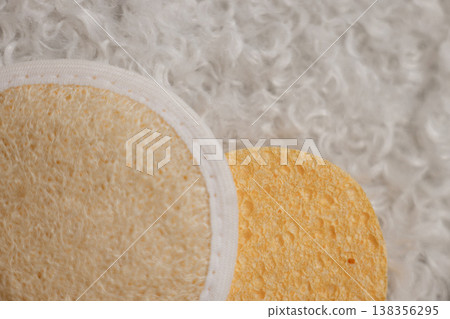 Highresolution Closeup Emphasizing Porous Surface And Fiber Details On Skincare Exfoliation Pads Highresolution Closeup Emphasizing Porous Surface And Fiber Details On Skincare Exfoliation Pads 138356295