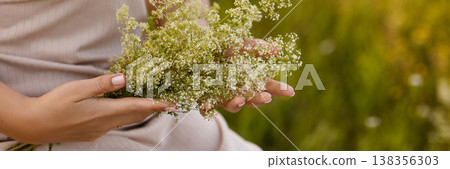 Banner Expectant Mother Gently Enfolds Wildflower Bouquet As Sunlight Warms Her Peaceful Surroundings Banner Expectant Mother Gently Enfolds Wildflower Bouquet As Sunlight Warms Her Peaceful Surroundings 138356303