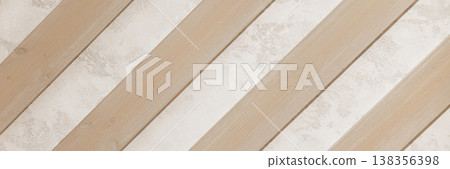 Banner Diagonal Wooden Slats Over Marble Surface Banner Diagonal Wooden Slats Over Marble Surface 138356398
