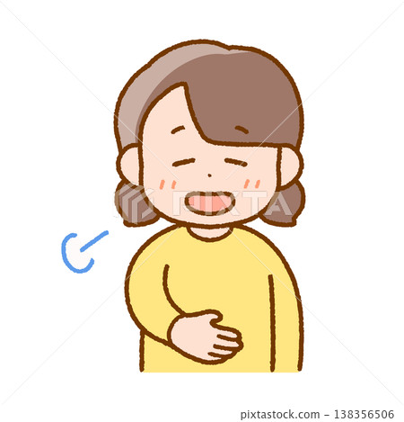 一個小女孩把手放在肚子上,看起來鬆了口氣 | 緩解兒童胃痛、便秘和壓力 一個小女孩把手放在肚子上,看起來鬆了口氣 | 緩解兒童胃痛、便秘和壓力 138356506