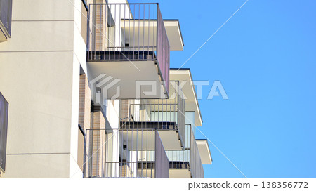 Apartments in residential complex. Housing structure at modern house.  Architecture for property investment. and architecture details. Urban abstract - windows of apartment building. 138356772