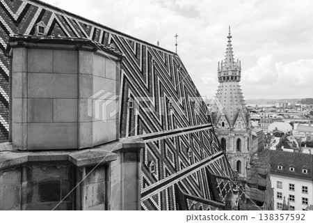 Rooftop of St. Stephen Cathedral Stephansdom in Stephansplatz in Vienna, Austria Rooftop of St. Stephen Cathedral Stephansdom in Stephansplatz in Vienna, Austria 138357592