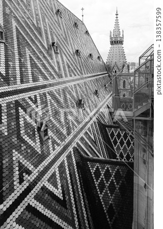 Rooftop of St. Stephen Cathedral Stephansdom in Stephansplatz in Vienna, Austria Rooftop of St. Stephen Cathedral Stephansdom in Stephansplatz in Vienna, Austria 138357599