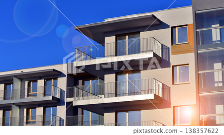 Apartments in residential complex. Housing structure at modern house. Architecture for property investment. and architecture details. Urban abstract - windows of apartment building. Apartments in residential complex. Housing structure at modern house. Architecture for property investment. and architecture details. Urban abstract - windows of apartment building. 138357622