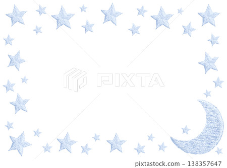 【粉彩流行明星與月亮橫框】手工刺繡插畫素材 138357647