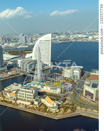 A beautiful urban landscape of Yokohama Minato Mirai unfolds under a clear winter sky. February 18, 2026, Yokohama City, Kanagawa Prefecture, Japan. 138357739