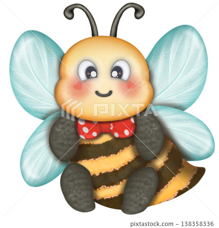 Bee cartoon character with emotions, face, arms, legs. Cartoon style. Hand drawn fashion illustration. World bee day. Bee cartoon character with emotions, face, arms, legs. Cartoon style. Hand drawn fashion illustration. World bee day. 138358336