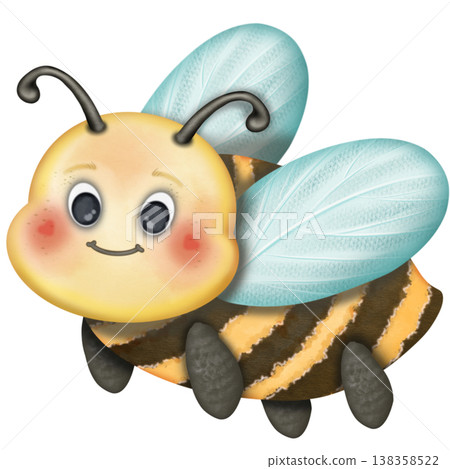 Bee cartoon character with emotions, face, arms, legs. Cartoon style. Hand drawn fashion illustration. World bee day. Bee cartoon character with emotions, face, arms, legs. Cartoon style. Hand drawn fashion illustration. World bee day. 138358522