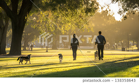 City park with people walking dogs Monday morning 138358643