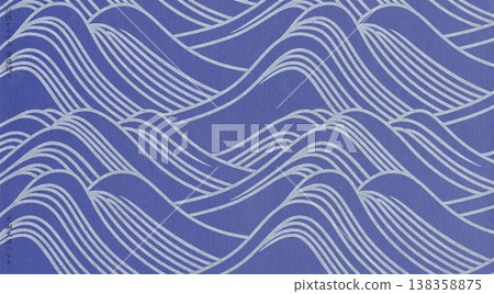 Mica-printed karakami paper featuring the traditional "Korin Great Wave" pattern from the Edo period. Mica-printed karakami paper featuring the traditional "Korin Great Wave" pattern from the Edo period. 138358875