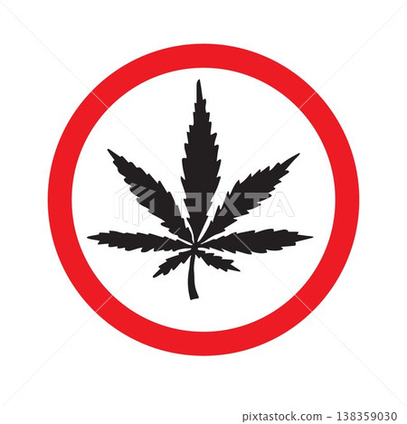 Vector hemp leaf in red circle Vector hemp leaf in red circle 138359030