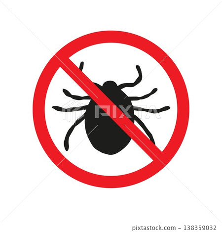 Vector hand drawn mite crossed in red circle Vector hand drawn mite crossed in red circle 138359032