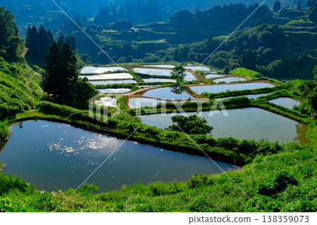 Water-filled rice terraces Water-filled rice terraces 138359073