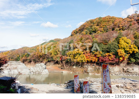 Autumn scenery of the Nagatoro gorge, with its rock formations and vibrant autumn foliage. Autumn scenery of the Nagatoro gorge, with its rock formations and vibrant autumn foliage. 138359085