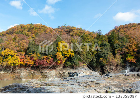 長瀞峽谷的秋季景色，岩石地形和絢麗的秋葉令人嘆為觀止。 138359087