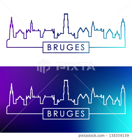 Bruges skyline. Colorful linear style. Bruges skyline. Colorful linear style. 138359139