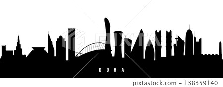 Vector silhouette illustration of Doha urban skyline. Vector silhouette illustration of Doha urban skyline. 138359140