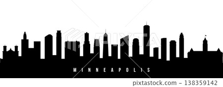 Vector silhouette illustration of Minneapolis urban skyline. Vector silhouette illustration of Minneapolis urban skyline. 138359142