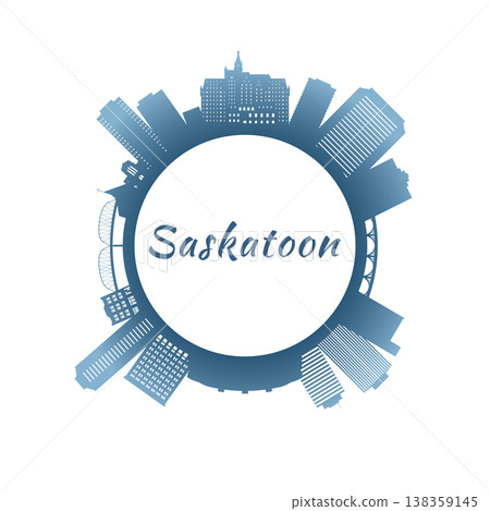 Saskatoon skyline with colorful buildings. Saskatoon skyline with colorful buildings. 138359145