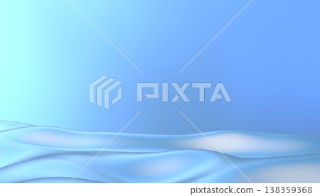 抽象藍色3D波浪背景，留有文字空間 138359368