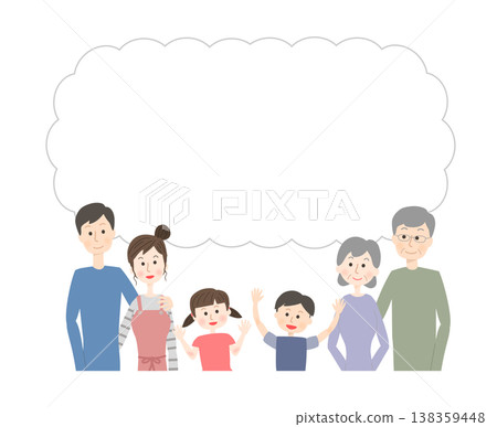 A three-generation family thinking with a smile A three-generation family thinking with a smile 138359448