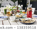 mixed western healthy food meal on restaurant table outdoors in singapore restaurant 138359518